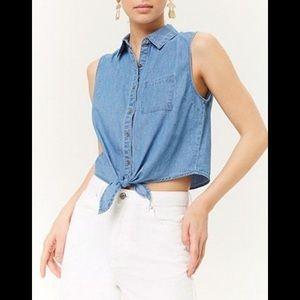 Forever21 button up denim vest
